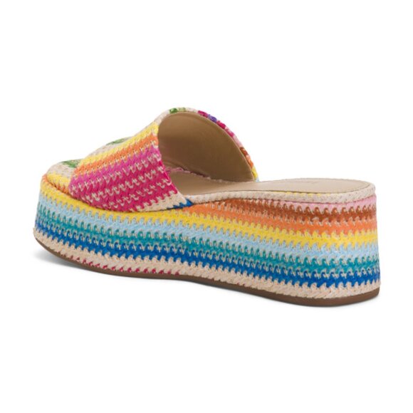 NEW LARROUDE Made In Brazil Alex Flatform Mule Sandals Rainbow for women 121tn - Picture 3 of 6